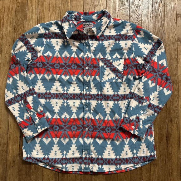 Wrangler Tops - Wrangler Wrancher Southwestern Fleece Shirt Women's L Cozy Aztek Cowboy Soft‎